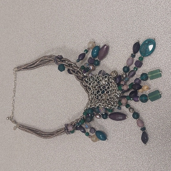 Chico's Multicolor Chunky Beaded Statement Bib DrapeNecklace - Picture 10 of 17